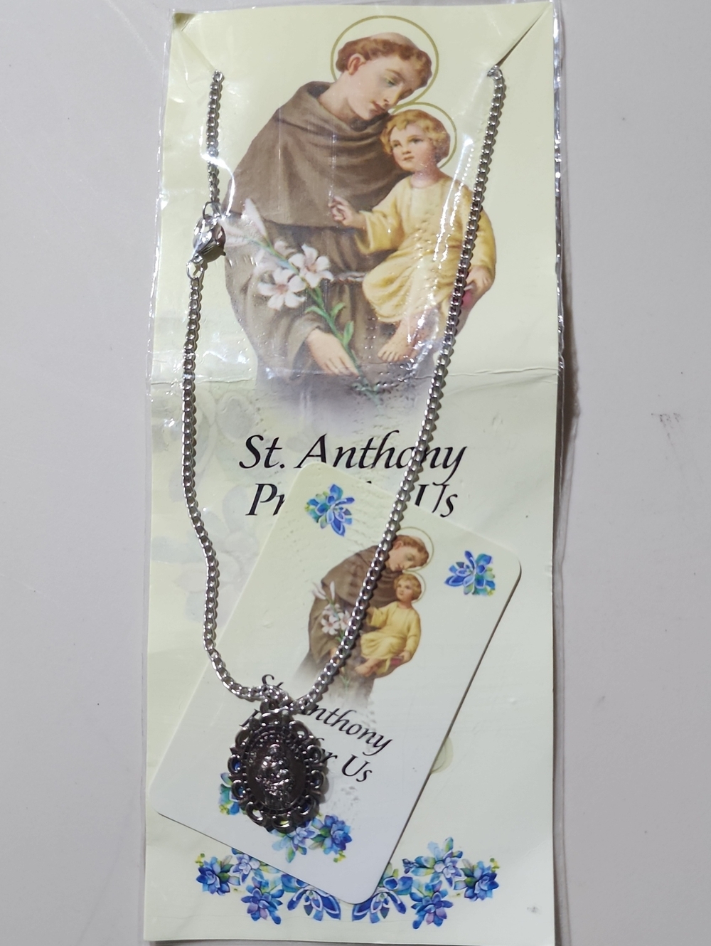St. Anthony Silver-Tone Religious Necklace